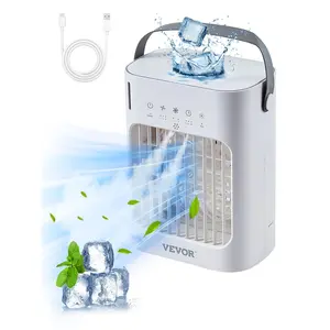 【FathersDayGift】VEVOR Portable Air Conditioner, 4-in-1 Evaporative Air Cooler, 3-Speed Mini Air Conditioner with 0-7H Smart Timer, 700ml Water Tank, 7-Color Light, Personal Mini Desk AC Fan for Bedroom Office RoomSummervibes