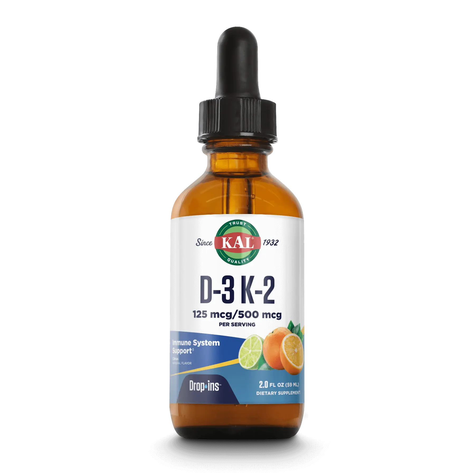 Kal D-3 K-2 Liquid DropIns™ Citrus Healthcare Vitamin Natural Muscle Essential Minerals Supplement Clean Fitness Supplement Edible Dietary Supplement Bathroom