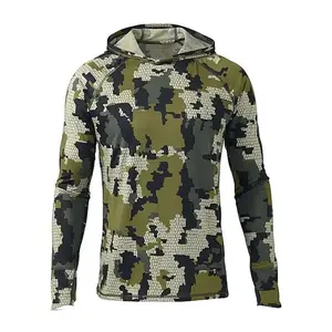 NewLong Sleeve Fishing Hoodie for Men Anti-UV Sun Protection Clothes Fish Shirt Hunting Jungle Camouflage Jersey UPF 50 +