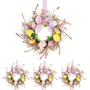 3Pcs Easter Egg Candle Ring Wreaths、Mini Artificial Spring Berry Wreath for Front Door Kitchen Cabinet Window Farmhouse Decor