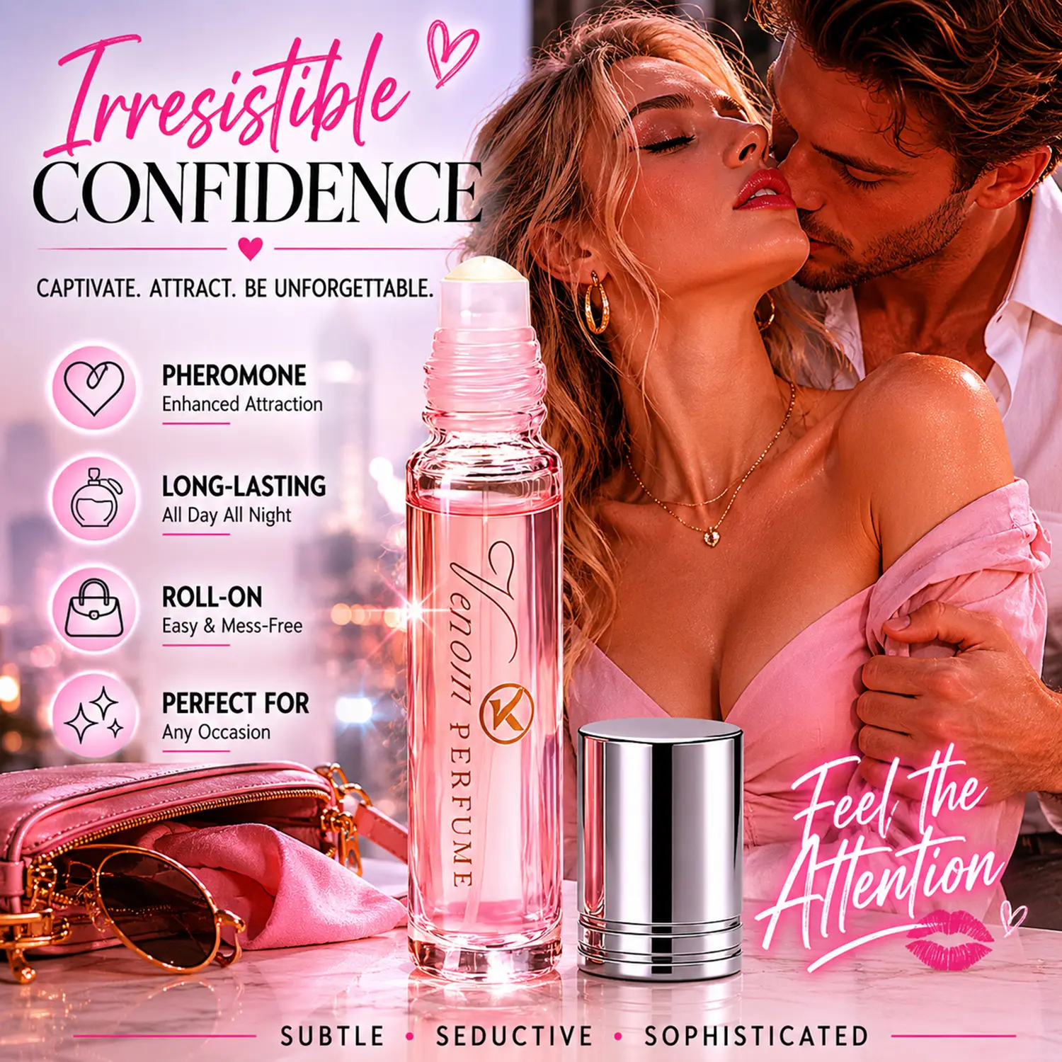 Women's Perfume Oil, Pheromone Infused Liquid with a Wood Scent, 10ml with Luxury Accessory, Pheromones Perfume Women, With Accessory, Night Outings, Floral-Fruity-Woody, 1.Pheromone Perfume/10Ml/1Pc+ Luxury Accessories