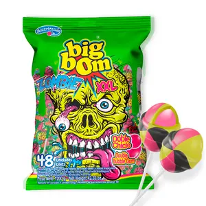 Americandy XXL Lollipops Zombie , Tropical Fruits Flavor, Halloween, (48CT), Sweet lollipop Candy Snack Bonbon Sugar Fruity Candies Fruity Candies