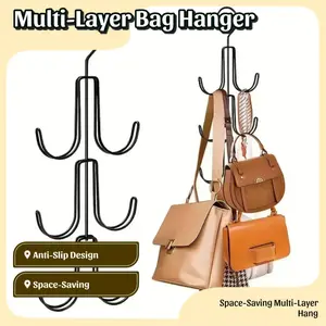 Stainless Steel Bag Hanger, 1/2 Counts Multi-layer Bag Storage Rack, Bag Organizer Rack, Space Saving Bag Hanger, Multifunctional Clothes Hanger