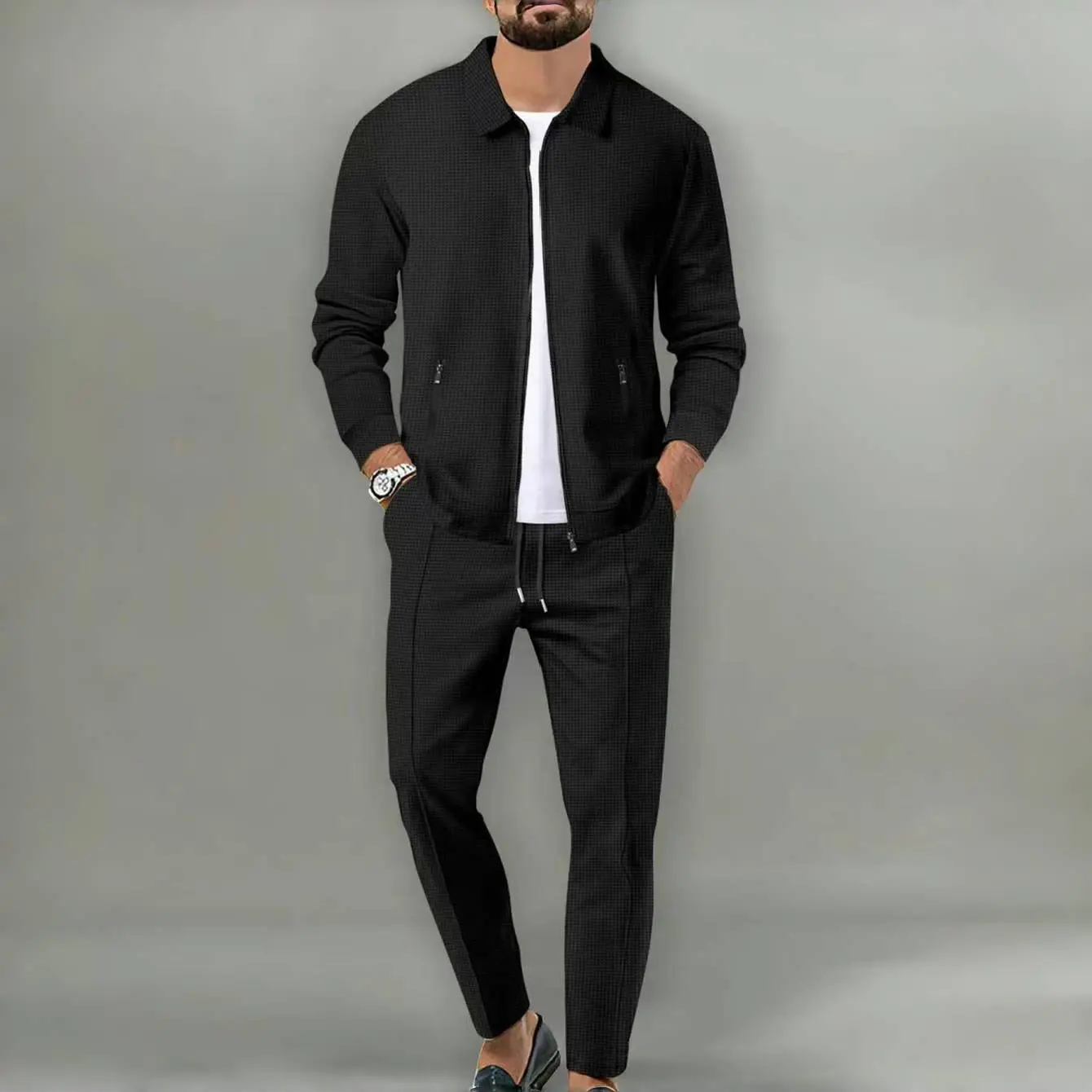 Men's American Autumn Winter Suit Jacket with Detachable Texture and Fashionable Style Long Sleeve outfit tracksuit