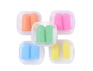 5 Pairs Soft Foam Hearing Protection Earplugs with Case - Assorted Colors in Clear Cases