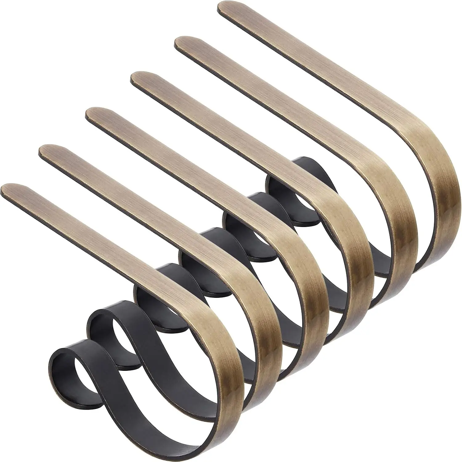 Set of 6 Brass Lightweight Christmas Stocking Holders Mantle Stocking Hanger Fireplace Hooks for Xmas Party Decoration Supplies