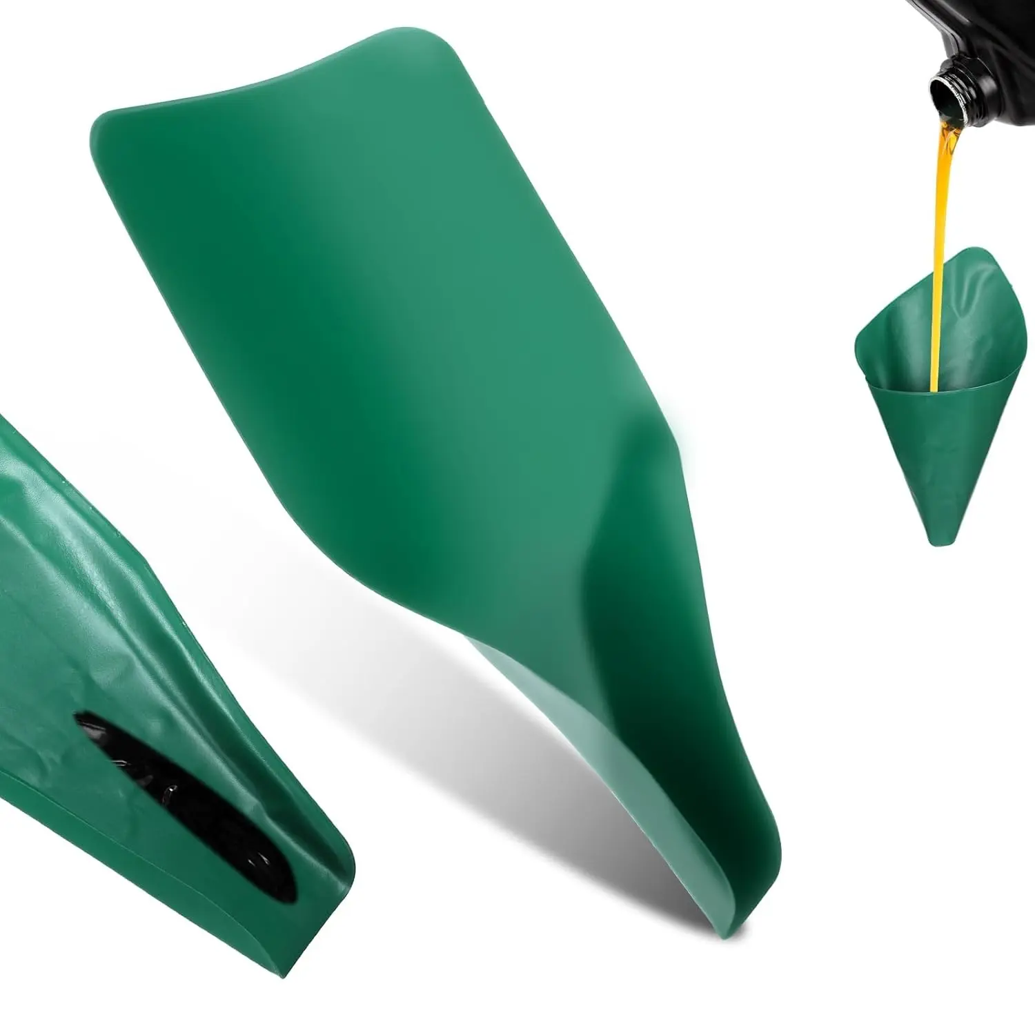 Foldable Flexible Oil Change Funnel - Spill-Free Auto Funnel with Large Capacity, Easy to Clean & Store, Multi-Use Car Care Tool for Oil Filling/Draining, Fits Lawnmowers, Motorcycles, Snowplows, Trucks & Vehicles