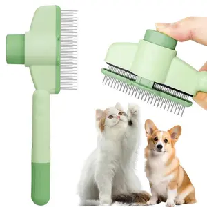 Self-Cleaning Pet Comb for Dogs & Cats – Dual-Length Stainless Steel Teeth for Shedding, Tangles & Flea Removal | Easy-Clean Grooming Tool for Long & Short Hair, Ideal for Cats, Dogs & Small Pets