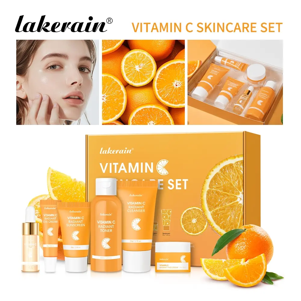 Complete Vitamin C Hydrating 6-Piece Skincare Set | Cleanser + Toner + Serum + Eye Cream + Moisturizer + Sunscreen | Deep Hydration + Radiant Glow + Antioxidant Protection + Skin Tone Balancing | Complete Daily Skincare Set, Skin Care Kit, Skin Care Sets