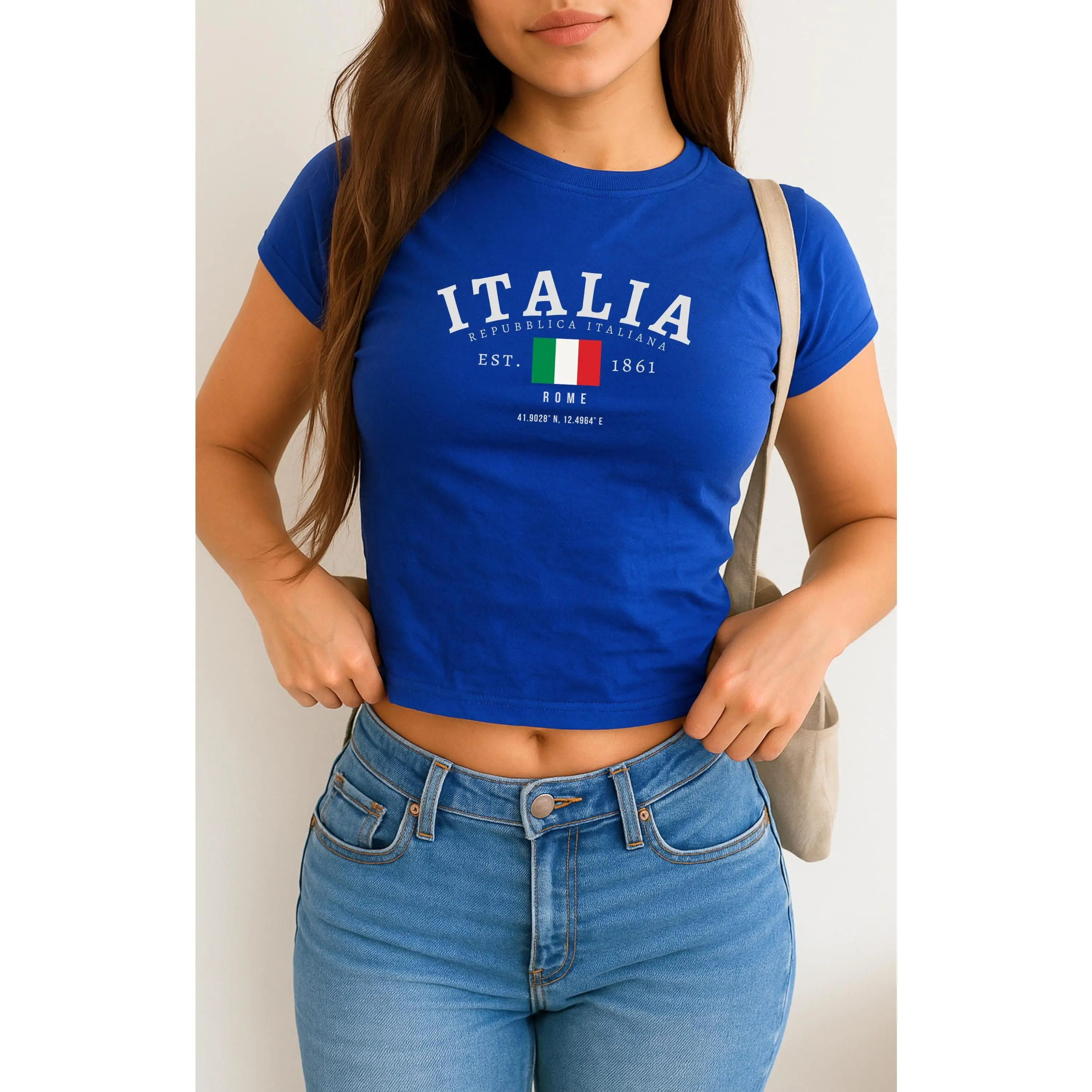 [Sale Up To 30%]Italy Baby Tee, Italia Y2K Flag Crop, Vintage Rome Mediterranean Aesthetic Tee
