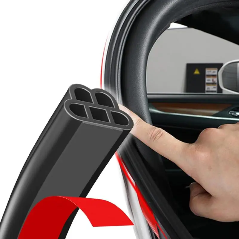 Car Door Seal Strip Universal Self Adhesive Automotive Weather Stripping Door Seal, Double Layer 5-Hole Car Door Soundproofing Strip, Rubber Seal Stri