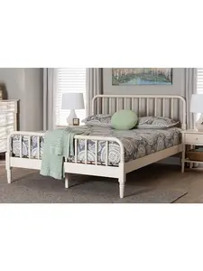 Baxton Studio 193271464098 Braith Farmhouse Ivory Spindle Wood King Size Platform Bed