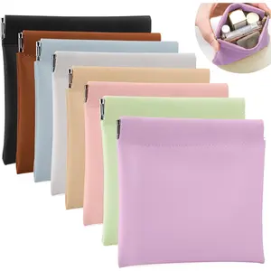 8PCS Snap Closure Organizer Pouch, Small Women's Leather Pouches for Purse, Mini Makeup Bag for Cosmetics Headphones Jewelry Lipstick,Car Interior Accessories Compact