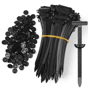 100 Pcs Nylon Universal Cable Tie Buckles - T-Style Multifunctional Nylon Zip Ties with Pin & Button Design, UV-Resistant Plastic Fasteners for Car Bumper Clips, Daily Repair, Buckle