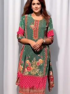 Karva Heavy Fancy Muslin Kurti Pant Dupatta Set