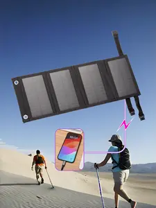 1 Pc Black Foldable Solar Panel, 4‑Panel Portable Flexible Mini Solar Charger with 5V USB Output, Suitable for Car, RV, Camping, Hiking and Outdoor Emergency Phone Charging