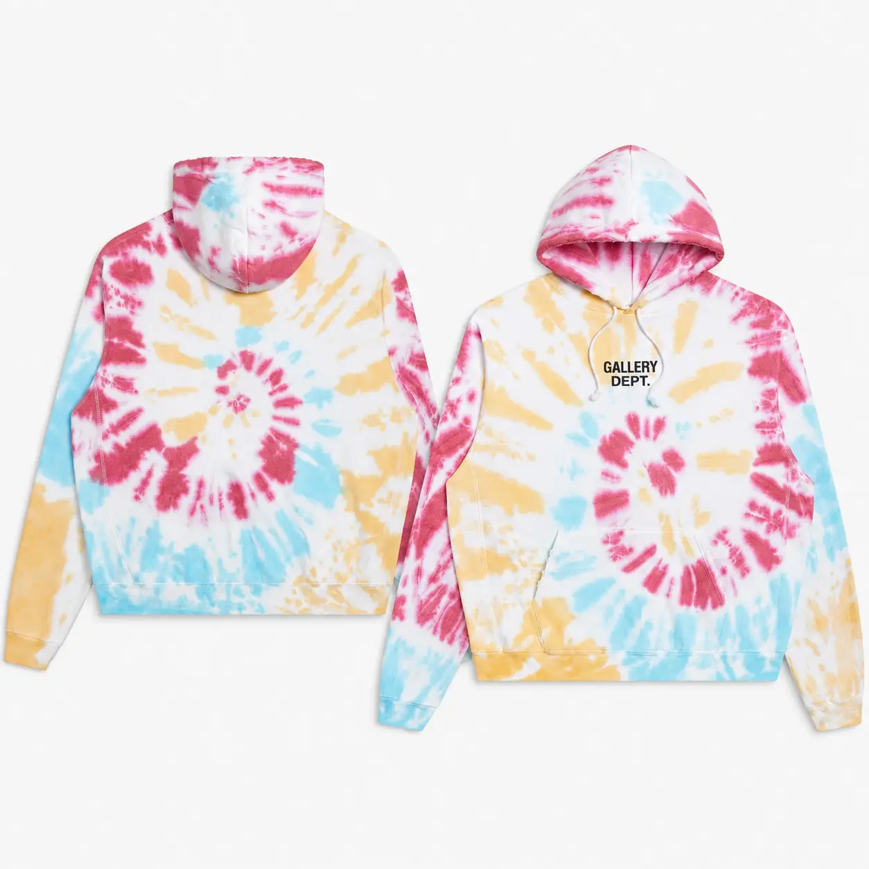 Gallery Dept. Men’s Tie Dye Pullover Hoodie, Spiral Graphic Streetwear Sweatshirt, Casual Long Sleeve Hoodie with Drawstring Hood & Kangaroo Pocket