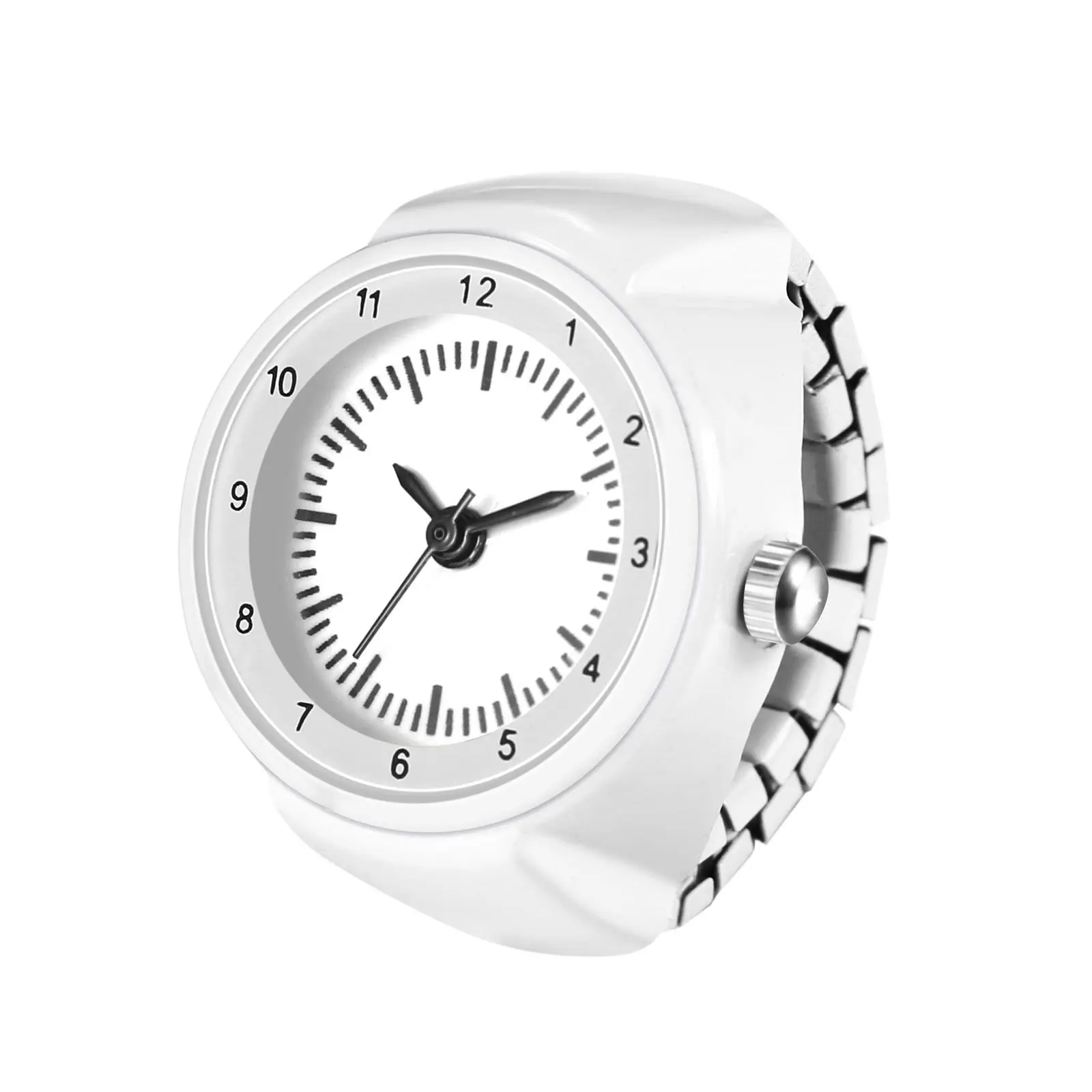 OIDEA Funky Finger Ring Watch, Unisex Onesize Stainless Steel & Alloy Ring with Quartz Analog Movement for Daily Wear & Outdoor Activities, Great Novelty Gift Idea & Care Tips, Casual, Arabic Numerals, Lightweight, Mini Ring