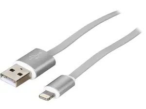 Nippon Labs USB-LI-6-SL Silver Aluminum MFI Lightning Flat Cable with Silver Connetors and Silver Cable Nippon Labs USB-LI-6-SL Silver Aluminum MFI Lightning Flat Cable with Silver Connetors and Silver Cable