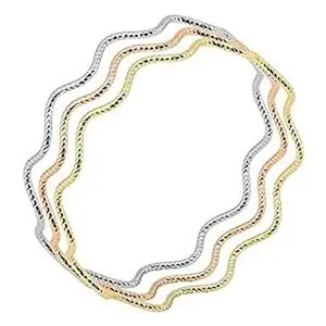 Aprilery Triple Wave Bangle Bracelet for Women – Tri-Color Curved Frame Design