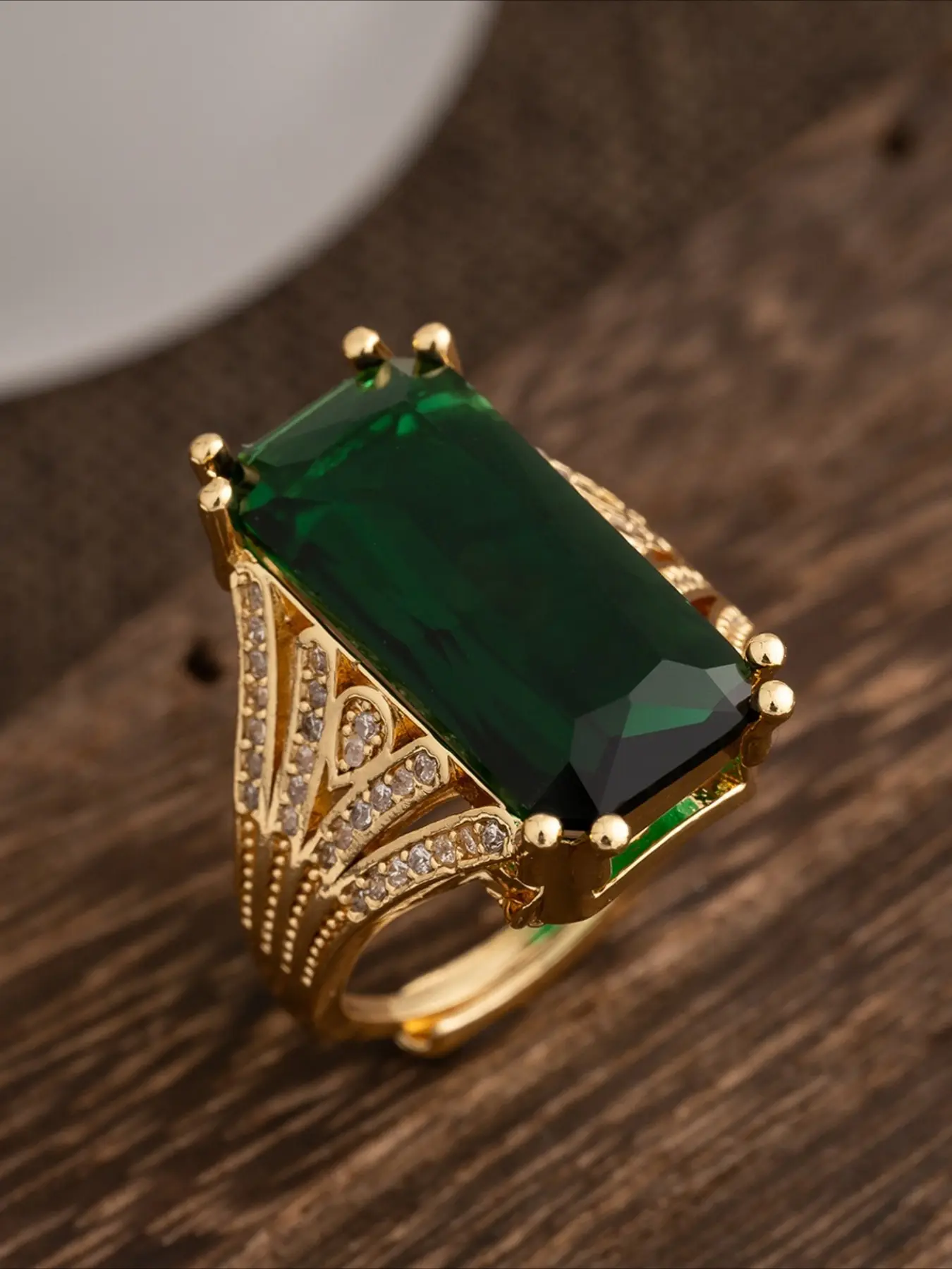 Women's Fashion Green Zircon Adjustable Ring, Valentine's Day & Christmas Gift, Bride Wedding Engagement Ring, Elegant Everyday Ring, Beautiful Rings
