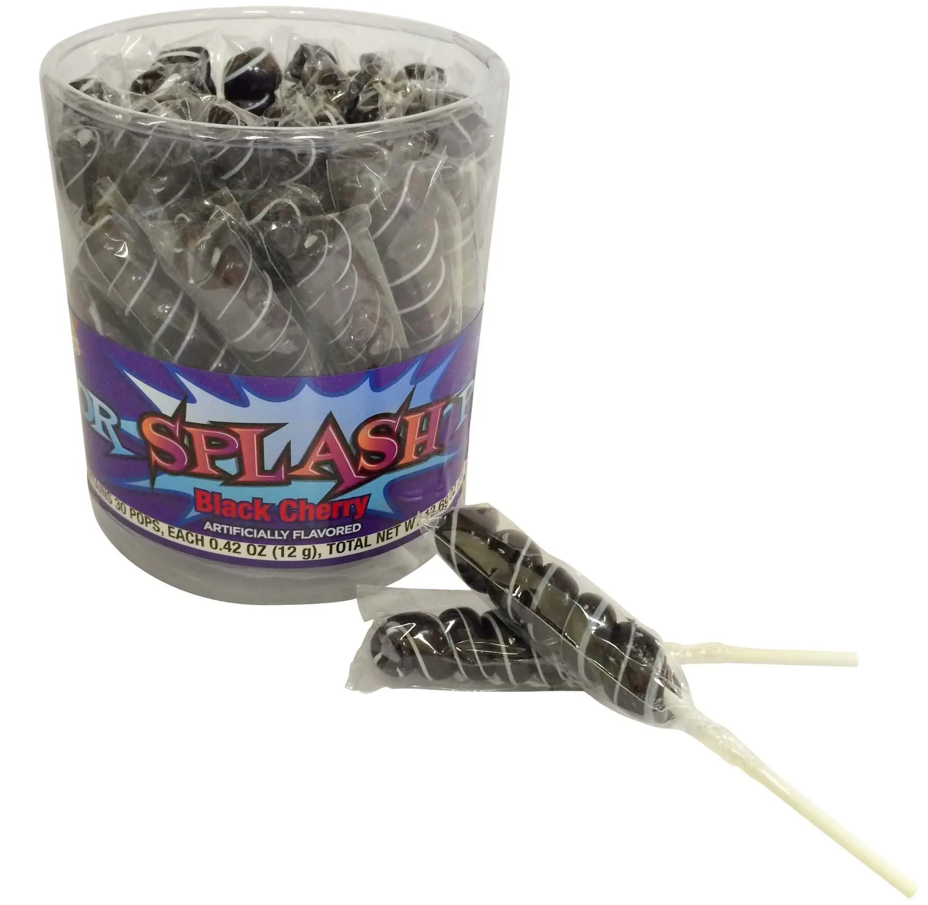 COLORSPLASH LOLLIPOPS Black Cherry Lollipops Jar 30 Pops 12.69 oz
