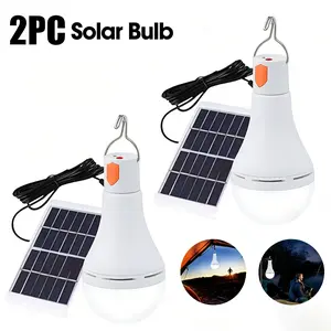 2PACK Outdoor Campsite Lights Remote Control Timer, Rechargeable Solar Light Bulbs Shed Night Emergency Power Outage,Featuring 3 Lighting Modes, Suitable for Tents, Providing LED Solar Illumination for Sheds at Night