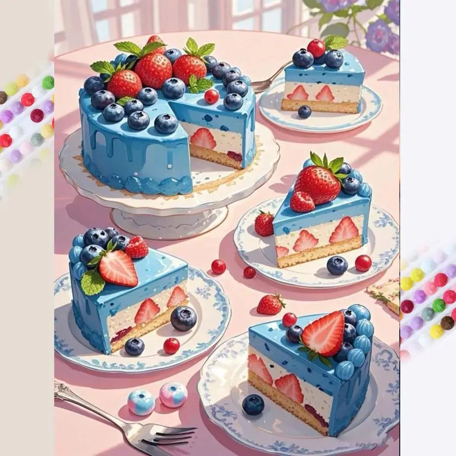 1 DIY handmade diamond painting set, 5D diamond art kit, DIY decoration, fruit cake slice diamond painting set with full round drills, mosaic, diamond art, DIY art home decor, Craft, suitable for Christmas, Handmade Gifts, Diamond Painting Kits