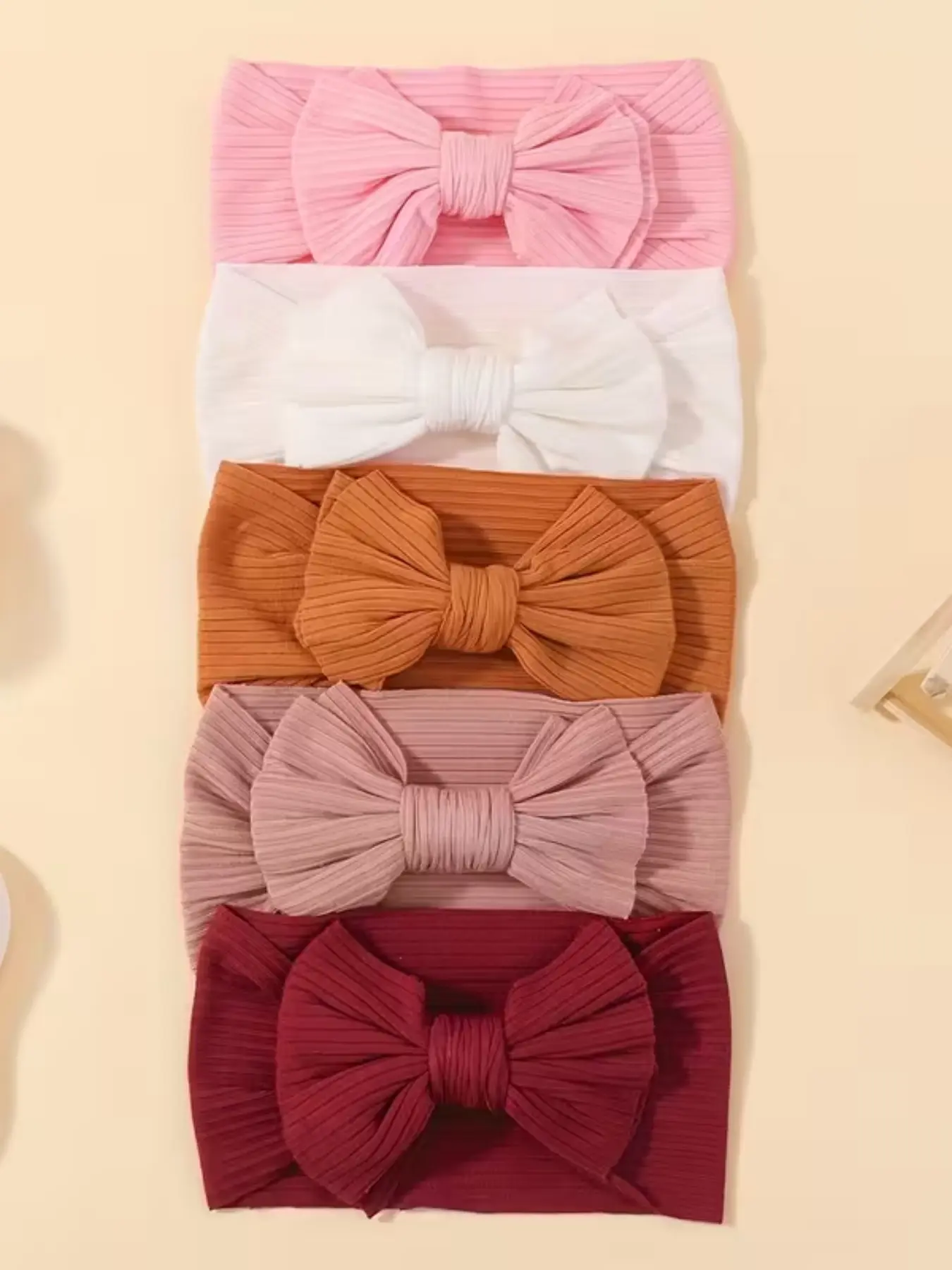 5-Pack Random Candy Color Bow Wide Edge Hair Ribbon, Fresh and Simple Holiday Girl Hair Tie for Infants and Babies, Soft Fabric Hairband, Hairband For Girls Headband Set, Infant Hair Accessories, Newborn Headband Bows, Infant Headbands, Toddler Hairband