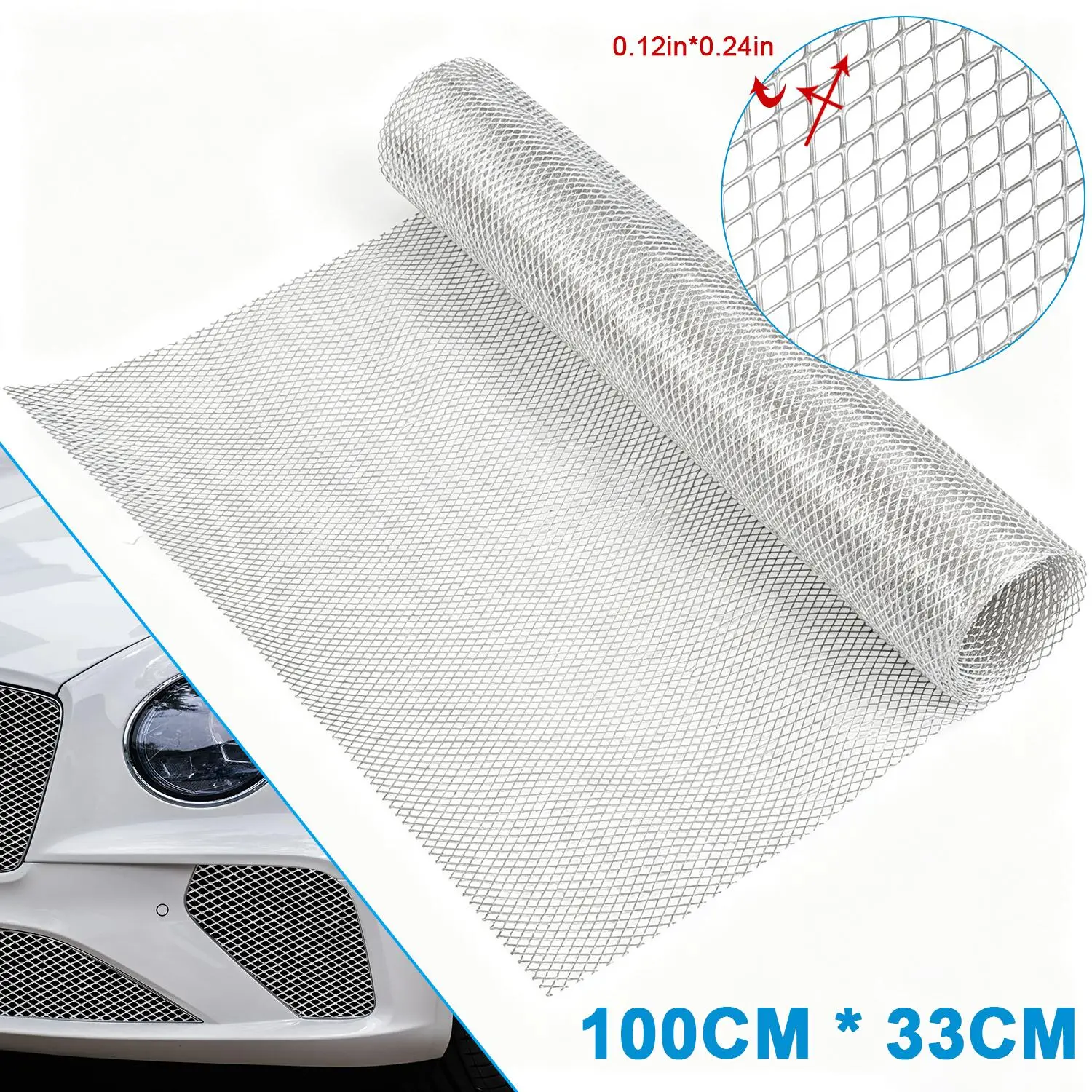 Universal 39.37"x13" Car Grille Mesh – Aluminum Cuttable Front Bumper Grill Guard, Protects Radiator from Debris, Stones & Leaves for SUV Truck