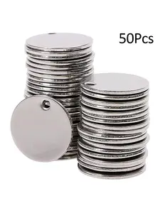 50pcs 25mm Stainless Steel Flat Blank Stamping Tags Pendants, Mini Discs for Bracelets Earrings Necklaces Chain Jewelry Making