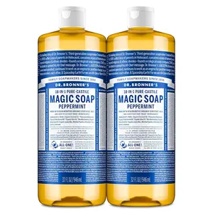 Pure-Castile Magic Liquid Soap- Made with Regenerative Organic Oils- For Body, Face, Hair, Dishes, Pets, Laundry Natural, Vegan, Non-GMO - Peppermint, 32 oz (2-Pack)