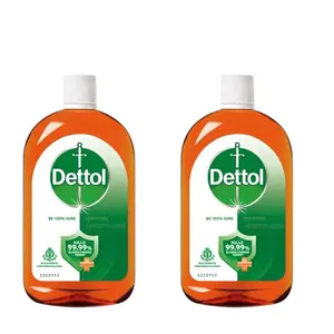 Dettol Antiseptic Liquid for First Aid, Surface Disinfection and Personal Hygiene, 2 Bottles x 1 Litre, Unscented Household Pack