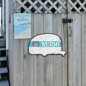Designocracy MA98431-18 18 in. Camper Wooden Custom House Number Sign Decor, Classical & Country-Inspired Decorative Home Signs, Gift-Worthy Artwork