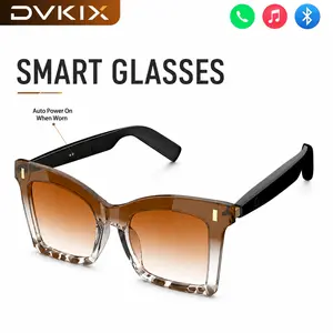DVKIX smart glasses, Bluetooth glasses, sunglasses, automatically turn on when worn, control photography, answer calls, music playback, suitable for leisure, business and sports, unisex, Father's Day gift