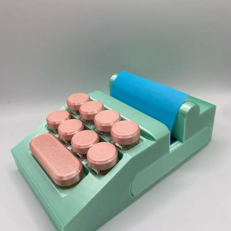 Retro Typewriter Fidget Clicker Sticky Note Dispenser Mint Green and Pink, Functional Desk Decor, Stress Relief