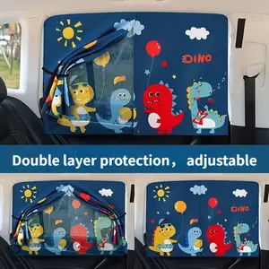 Thickened Magnetic Car Window Curtain, Dual-Sided Cartoon Print Sunshade, Heat Insulation Side Window Cover, 1 Piece Pack, Portable Car Sunshade, Magnetic Sunshades