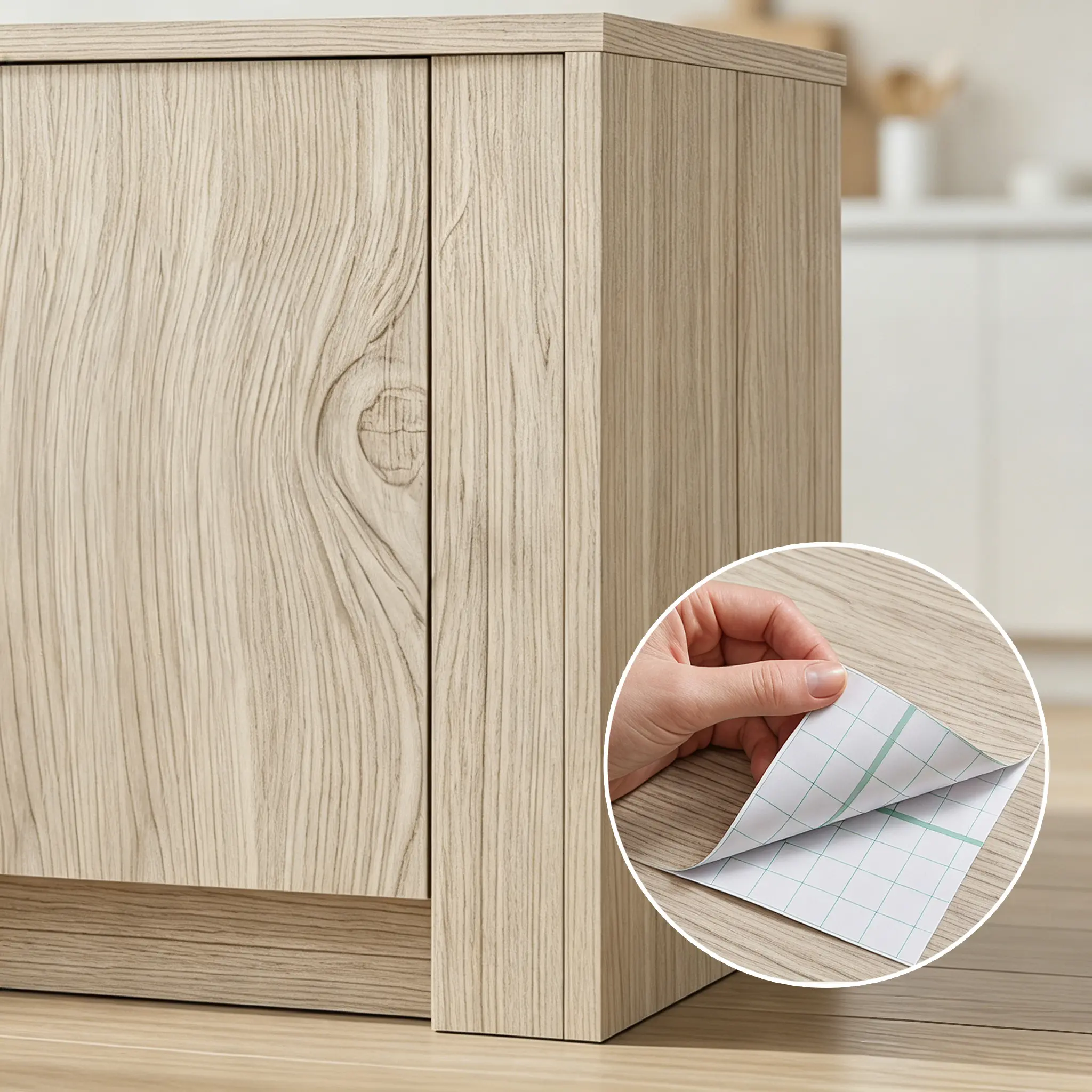 Natural Wood Grain Peel and Stick Decorative Sticker - Self-Adhesive, Removable, Easy to Apply, Waterproof, Smooth Surface, Conceals Flaws for Home Upgrades, Sticker Deco on Vanities, Cabinets, DIY Projects, Kitchen Tables