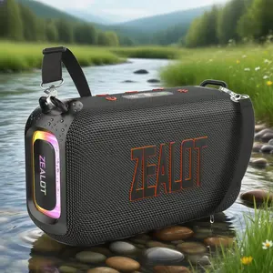 ZEALOT Portable Wireless Speaker-Outdoor Waterproof Bluetooth Speaker with Detachable Shoulder Strap for Easy Carrying, Powerful Volume & Deep Bass, Long Battery Life, RGB Lights, EQ , TF/USB/AUX,Ideal for Home, Outdoor, Rechargeable Waterproof Speaker