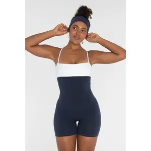 Fold over Onesie - Navy/White