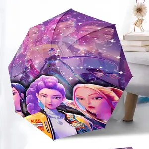 KPop Demon Hunters 71 anime pattern printed new umbrella, 1 self-folding umbrella, Windproof Folding umbrella, portable foldable travel umbrella, outdoor umbrella, Christmas birthday festival gift
