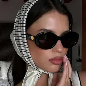 Retro Oval Sunglasses for Women 90s Round Chic UV400 Protection 2026 Chunky Thick Frame Sun Glasses