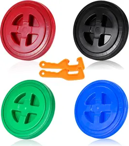 4 count 5 Gallon Bucket Lid with Bucket Lid Opener,Plastic Storage Bucket Leak-Proof Screw Seal Lids, Storage Container Lid for Home  Storage Buckets
