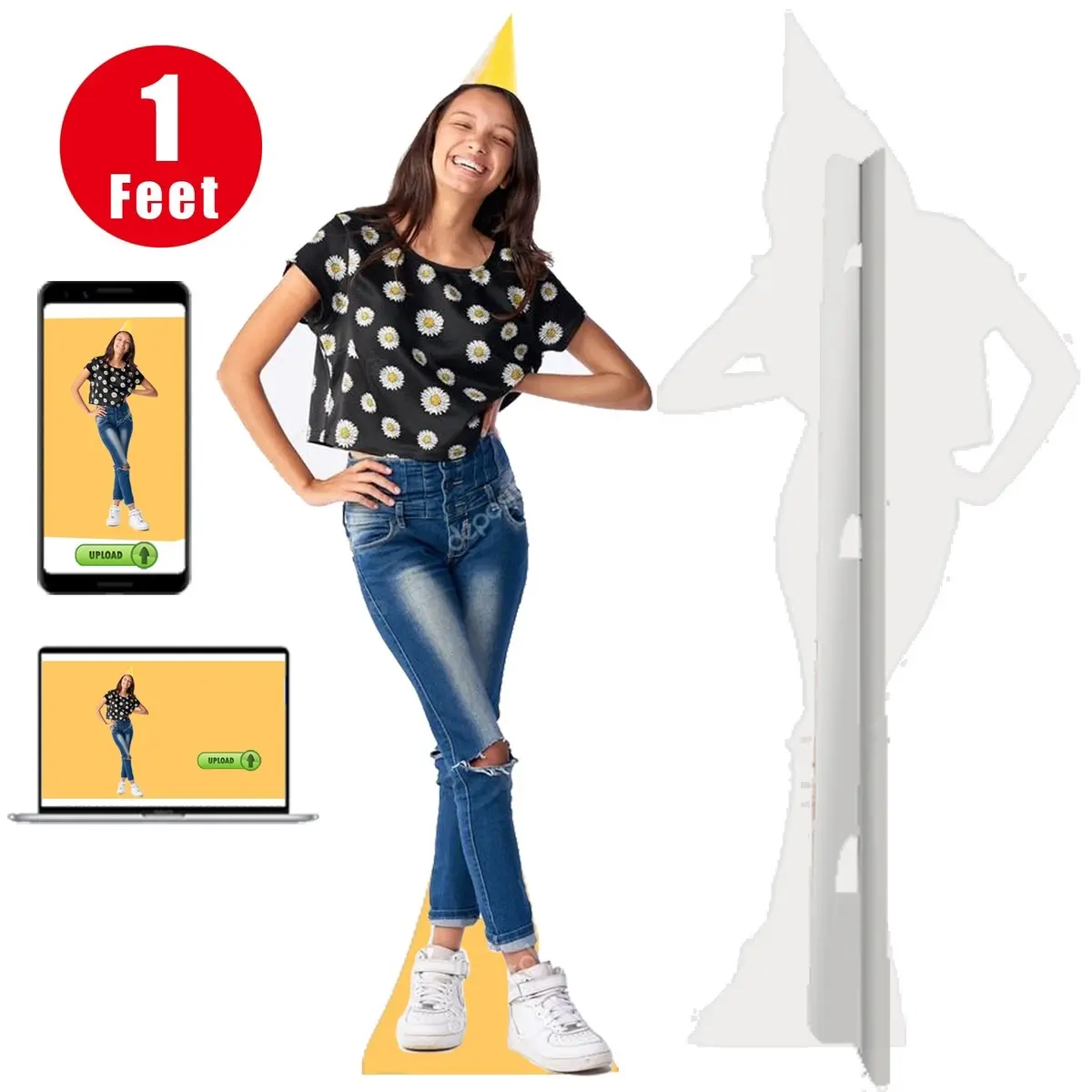 Customizable! Custom Photo Cardboard Cutout with Easel Stand，Perfect for Wedding & Birthday Party and Holiday ，Personalized High Resolution Stand Up Custom Cutout，Super Easy Assembly (1feet)