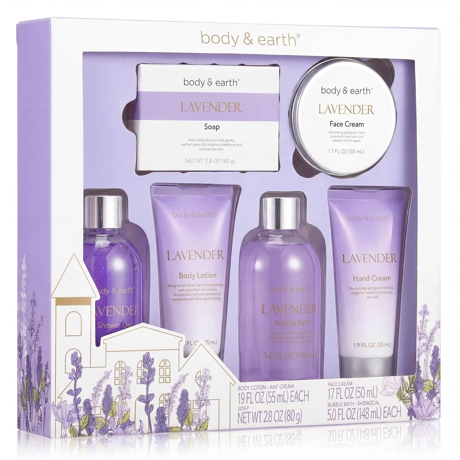 Spa Gifts for Women, Lavender Gift Set, Body & Earth 6 Pcs Bath Gift Sets, Self Care Kit, Birthday Relaxing Spa Set for Her Christmas Gifts for Mom