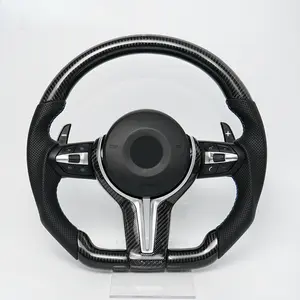 Real Carbon Fiber Steering Wheel Suitable for BMW Sports Style Flat Bottomed 1 2 3 4 5 6 7 Series F10 F30 F15 F16 F20 Modification, Auto Parts