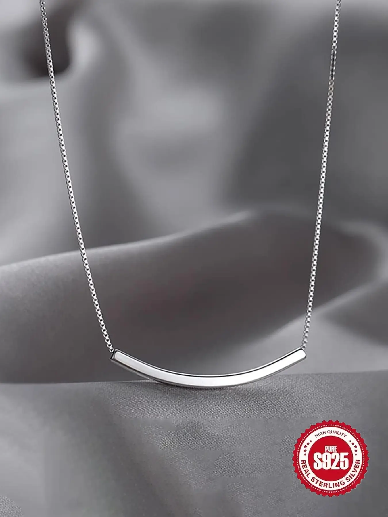 925 Sterling Silver Lightweight Smile Fashion Necklace, Simple Design for Daily Wear, Perfect Gift Choice, Hypoallergenic and Versatile Jewelry for Her, Minimalist Chain Necklace
