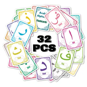 32pcs Arabic Alphabet Cards, Language Learning Cards for Beginners, Islamic Learning Tool for Arabic Script Recognition, Arabic Writing & Reading Learning Aid Cards, Vocabulary Flashcards, Word Cards