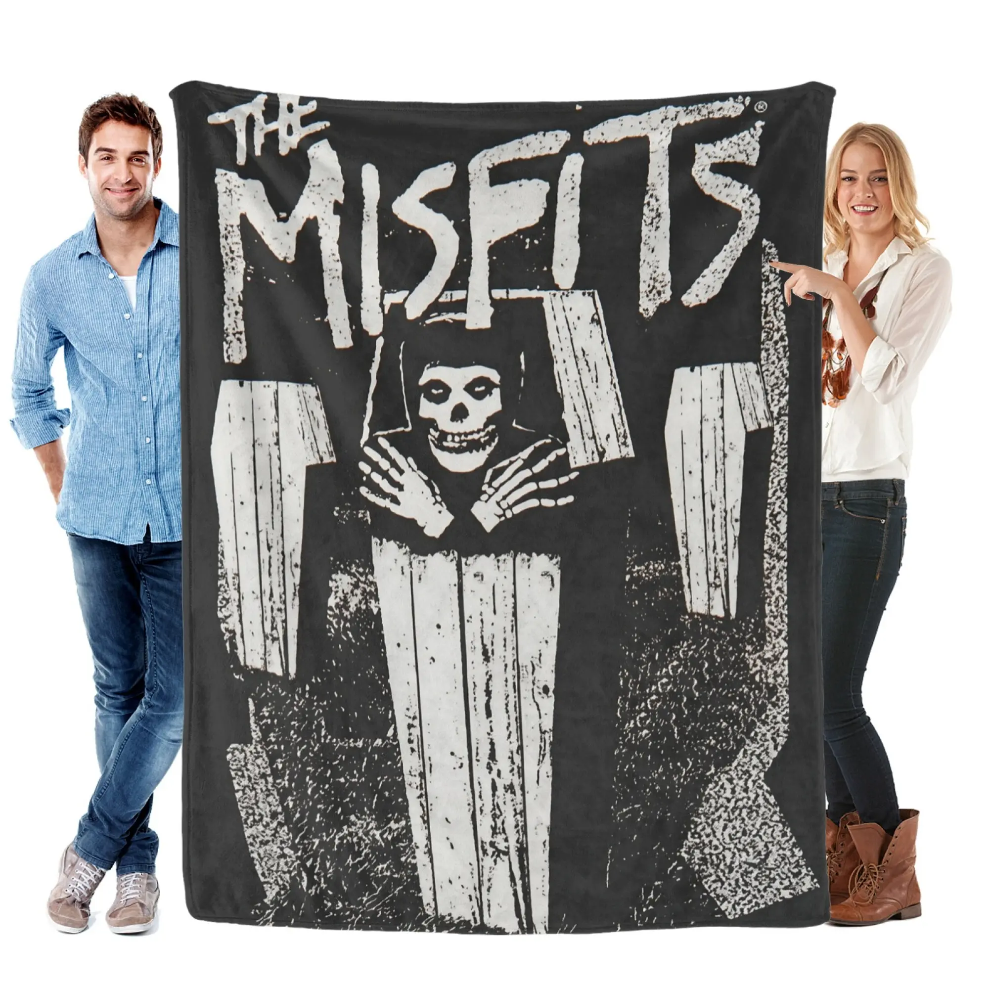 The Misfits Skull Emerging From Coffin Flannel Blanket - 60x50inch/150x130cm Soft Fluffy Throw, Bold Art, Warm Wrap, Vintage Punk Rock Band Decor, Ideal for Bedroom Gifting, Year-Round Use
