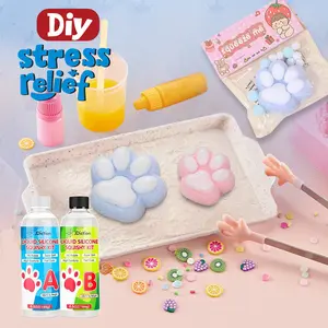 Taba Squishies,Diy New-Stress Relief Toy,Magic Gel Art Kit with Molds,1 Cartoon Box Squishy Kit for Super Soft Diy Squishy Paw Making,Handmade Squishy Stress Relief Toys